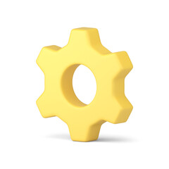 Yellow cogwheel software development workflow setting rotation mechanism gear 3d icon