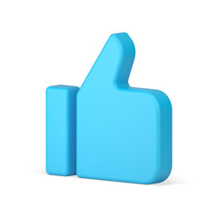 Blue thumb up cool like approved gesture internet emoticon social media communication 3d icon