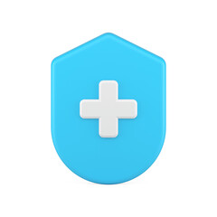 Medical health protection shield cross 3d icon
