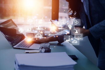 .Digital transformation technology strategy, digitization and digitalization of business processes...