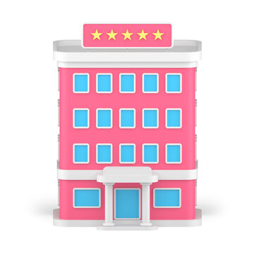 Hotel resort building tower five stars premium travel vacation service 3d icon