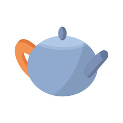 Vector illustration of teapot. Blue tea kettle. Made in flat style