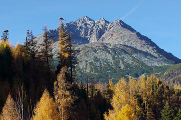 View of the high Tatras in Slovakia in autumn.