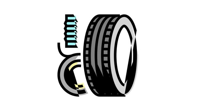 vulcanized rubber thermoset color icon animation