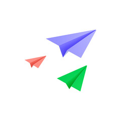 Colorful paper plane 3D rendering