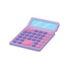 Calculator flat style, soft purple and pink colors, design on white background