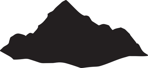 Mountain silhouette vector icon. Rocky peaks. Hiking mountain