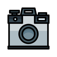 Camera icon with lineal color style vector