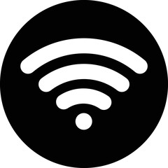 wi fi icon on black circle  . Wifi icon in circle . Wireless sign