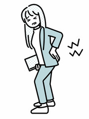 腰痛の女性のイラスト素材