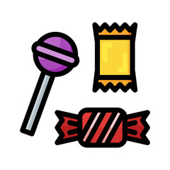 Candy icon with lineal color with lineal color style vector