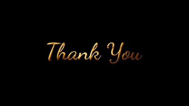Animated thank you Luxury cinematic gold animated Thank you text in 3d Handwriting Animation, Golden Thank You Text appreciation, suitable for celebration, wishes, events, message, holiday, festival