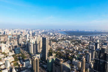 Fototapeta na wymiar big city during daytime panoramic view of the high-rise city