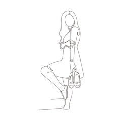 continuous line design of sexy woman posing