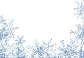 digitally rendered blue snowflakes isolated on white.