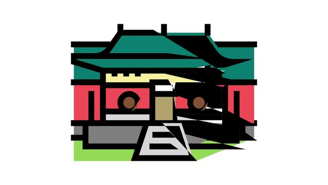shaolin monastery color icon animation
