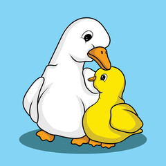 artwork illustration and cute character design duck