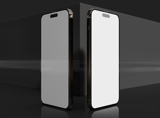 Smartphone mockup based on iphone 14 15 pro, for ui/ux design, infographics, online business, app design, marketing, photography and any design you want to load on it.	