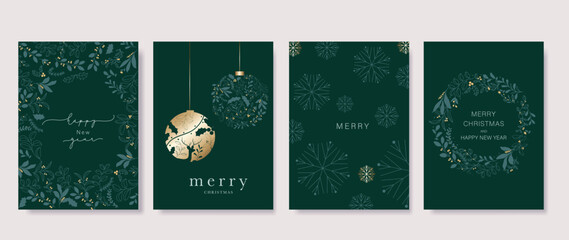 Fototapeta premium Happy Holidays, season's greetings and new year vector template with Christmas element decoration