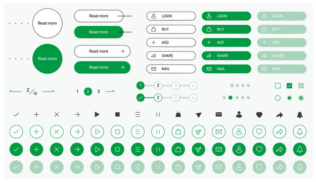 Web UI Elements Kit - Vector button, navigation, icon for use on the Web site, mobile application