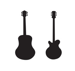 Fototapeta premium Acoustic Guitar icon set. Guitar forms vector black set.