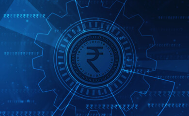 Indian Rupee symbol on financial Background, Growth of Indian stock market, Abstract finance background, Stock market Concept background