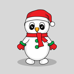 artwork illustration and cute character design snowman penguin