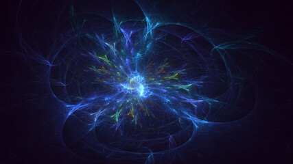 3D rendering abstract multicolor fractal light background