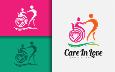 Care in Love, Disability Care Logo Design. Modern Logo for Community, Festive or Foundation Purpose Concept.