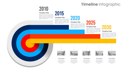 Infographic target milestone 5 times. Company milestone.