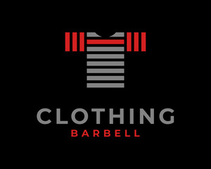 T Shirt Clothing Fashion Clothes Apparel Fitness Barbell Dumbbell Weight Workout Vector Logo Design