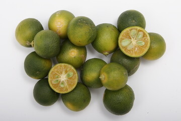 Calamansi, a small citrus fruit similar to limes or lemons, native to the Philippines
