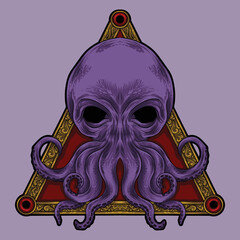 artwork illustration and t shirt design octopus engraving ornament