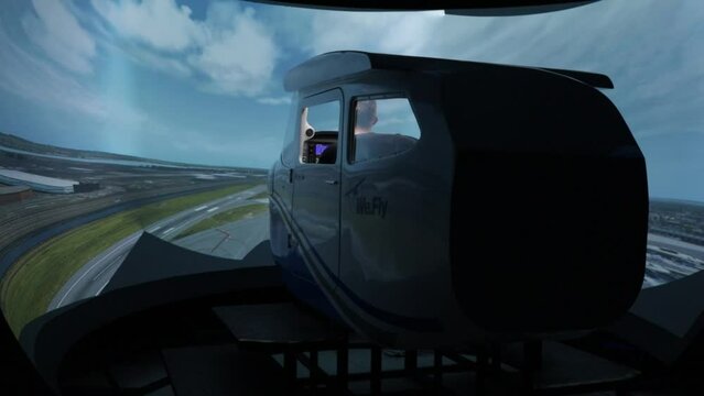 pilot training on a light aircraft simulator