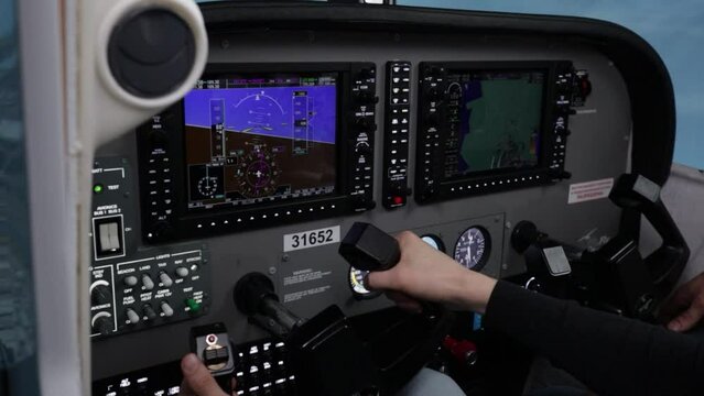 pilot training on a light aircraft simulator