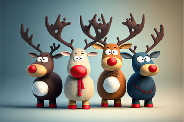rudolph the red reindeer felt cartoo characters - obrazy, fototapety, plakaty