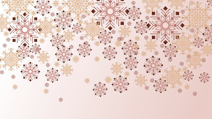 christmas background with skin tone snowflake decoration. New year 2023 and merry christmas card. Snowflake snow decoration with beige paster color tone