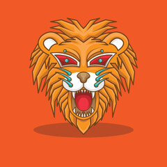 Mascot logo lion head with design robot mecha cyborg