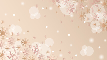 christmas background with skin tone snowflake decoration. New year 2023 and merry christmas card. Snowflake snow decoration with beige paster color tone
