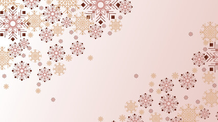 christmas background with skin tone snowflake decoration. New year 2023 and merry christmas card. Snowflake snow decoration with beige paster color tone