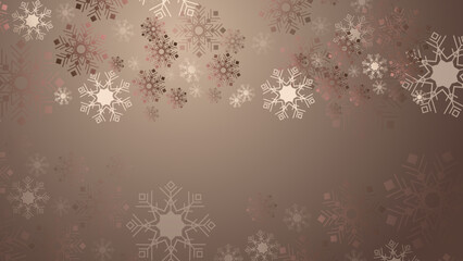 Fototapeta premium christmas background with skin tone snowflake decoration. New year 2023 and merry christmas card. Snowflake snow decoration with beige paster color tone
