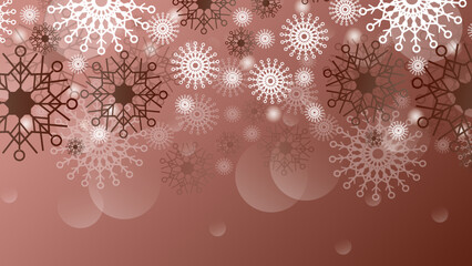 christmas background with skin tone snowflake decoration. New year 2023 and merry christmas card. Snowflake snow decoration with beige paster color tone