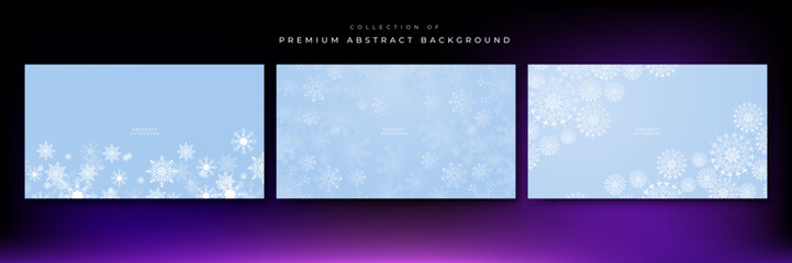 Beautiful blue christmas background with snowflake and copy space. Merry Christmas and Happy New Year 2023 greeting card. Horizontal new year banner, header, poster, card, website. Vector illustration