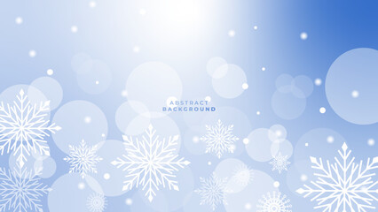Fototapeta na wymiar Beautiful blue christmas background with snowflake and copy space. Merry Christmas and Happy New Year 2023 greeting card. Horizontal new year banner, header, poster, card, website. Vector illustration