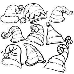 hand drawn illustration of a pencil Santa hat. Black and white