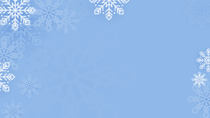 Blue snowflake border with Christmas design for greeting card. Vector illustration, merry xmas snow flake header or banner, wallpaper or backdrop decoration. New year 2023