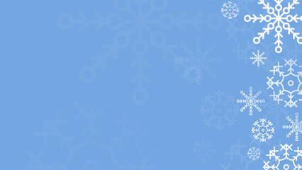 Blue snowflake border with Christmas design for greeting card. Vector illustration, merry xmas snow flake header or banner, wallpaper or backdrop decoration. New year 2023 © TitikBak
