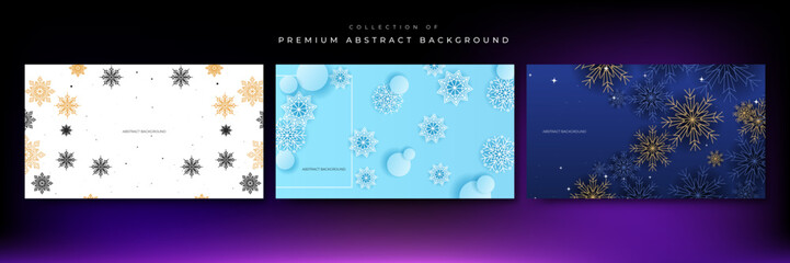 Christmas greeting card with snowflake and stars on blue gradient colour background. Blue christmas card with white snowflakes vector illustration