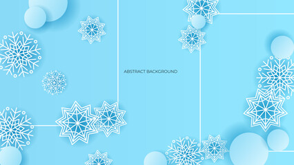 blue christmas background with white snowflakes vector illustration