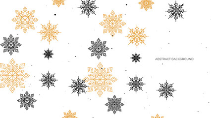 Christmas greeting card with snowflake and stars on blue gradient colour background. Blue christmas card with white snowflakes vector illustration